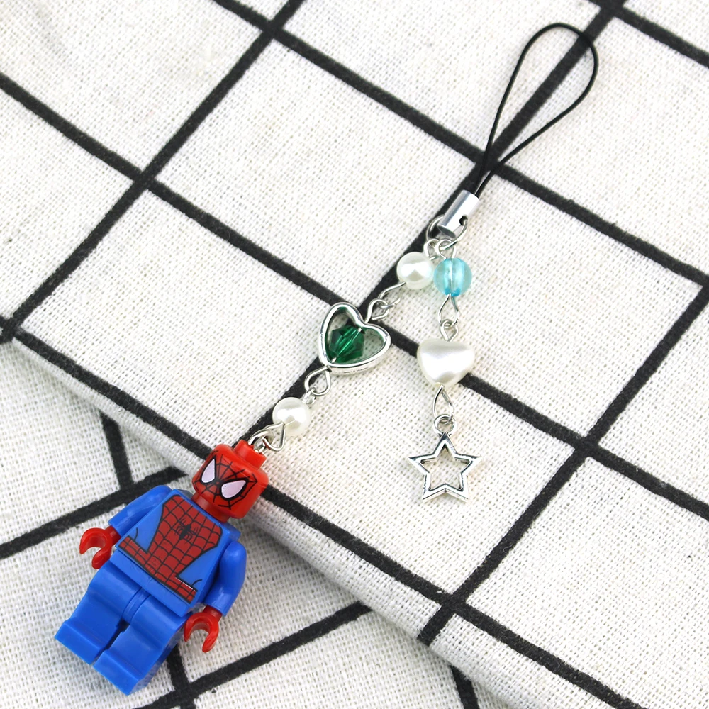 # Ręcznie robiona biżuteria Y2K, zawieszka do telefonu z postaciami 3D: wróżka, Batman, Spider-Man, personalizowany dodatek do plecaka, prezent dla niego.
