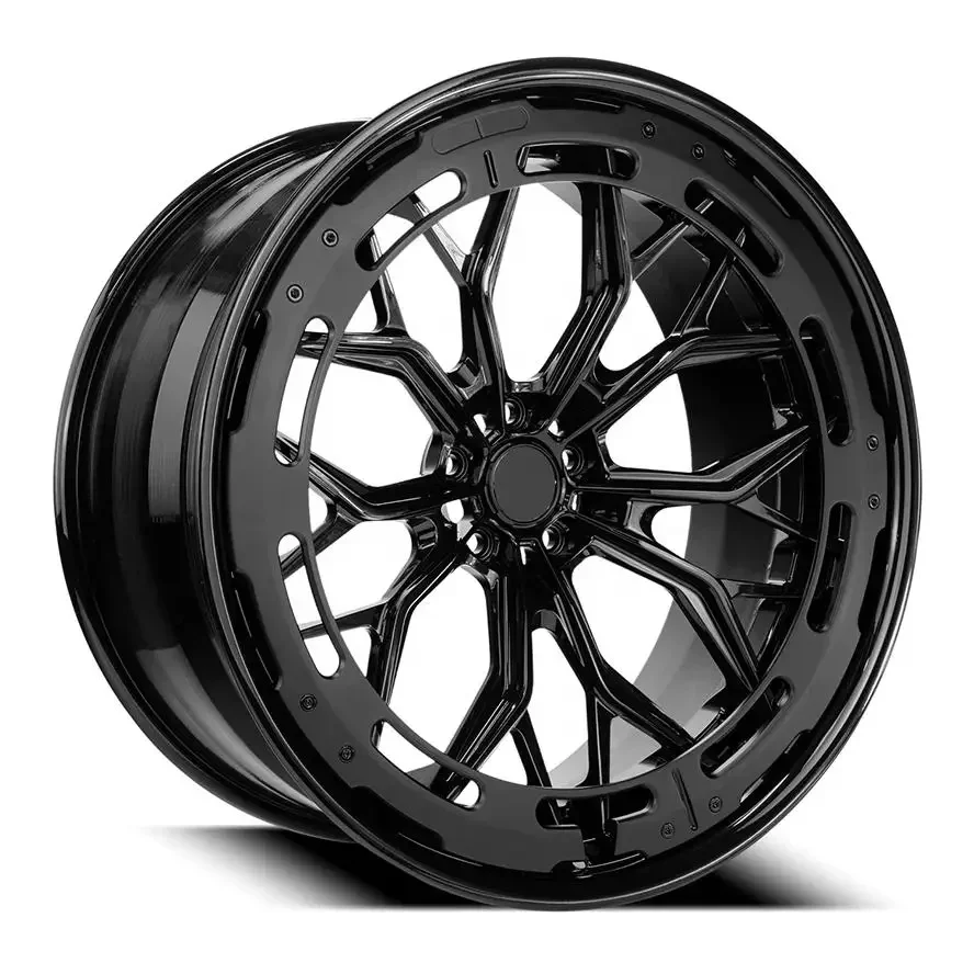 Custom Black Forged Alloy Rim High Quality 18 19 20 21 22 23 24 Inch 2 Piece Plus Ring Forged Custom Alloy Car Wheel