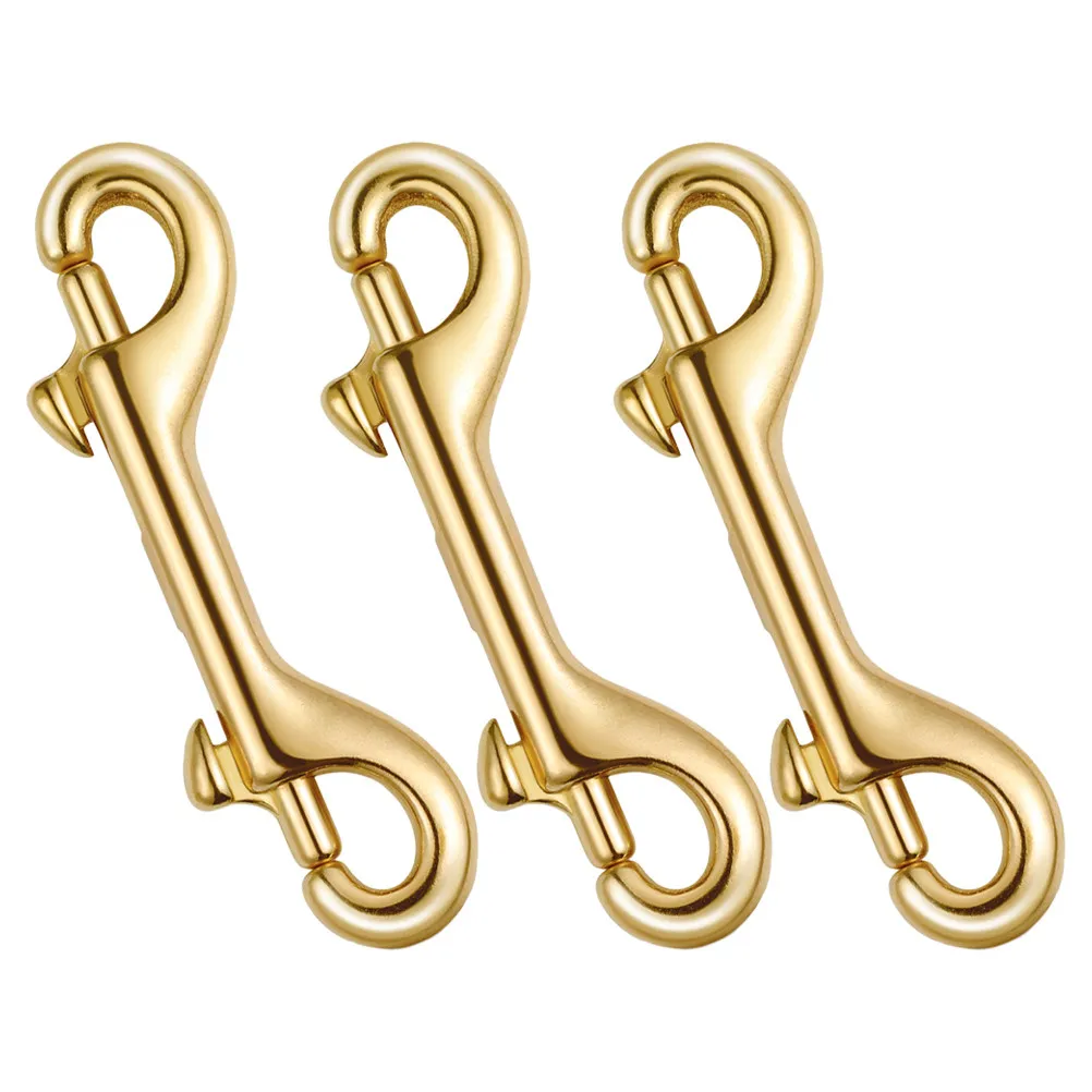 3Pcs Double Ended Hook Brass Snap Clips Secure Double Sided Bolt Snap for Bags Luggage Backpacks Handbag Hardware Accessories