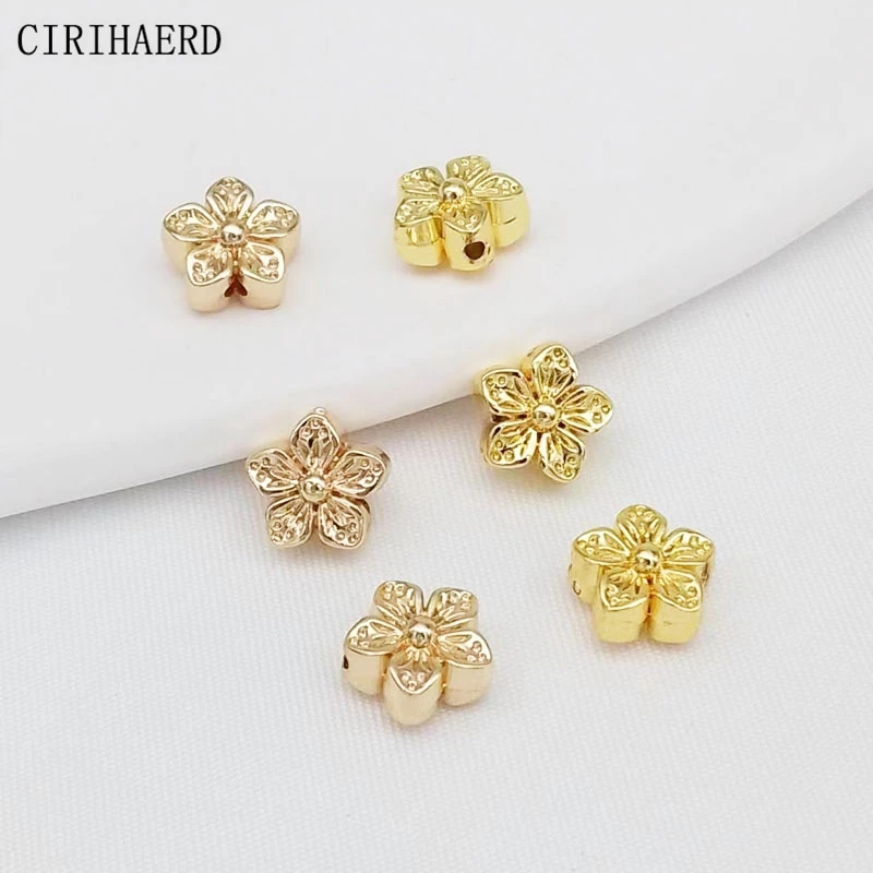 

DIY Jewellery Making Supplies Copper Bead 14K/18K Gold Plated Flower Beads For Jewelry Making Accessories Bracelets Spacer Beads