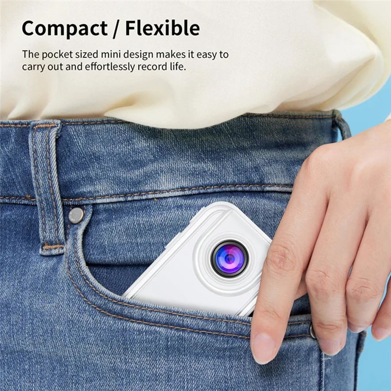 CJSD-Mini cámara de pulgar 2K con montaje en motocicleta con pantalla HD de 1,47 ", para grabadora de vídeo de viaje en bicicleta deportiva al aire libre, color blanco