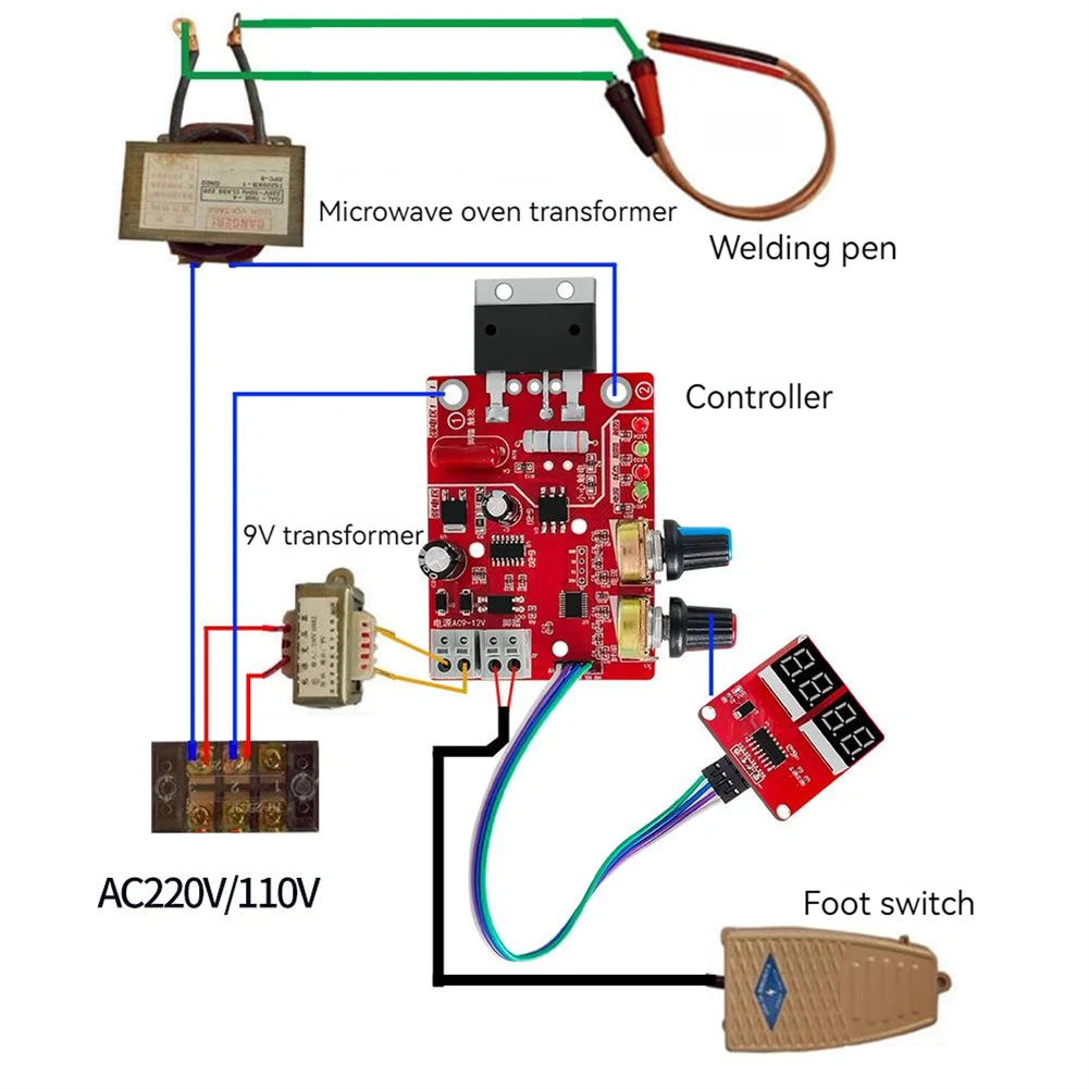 40A/100A Spot Welder Module Spot welding time and current controller control panel timing current with digital display upgrade