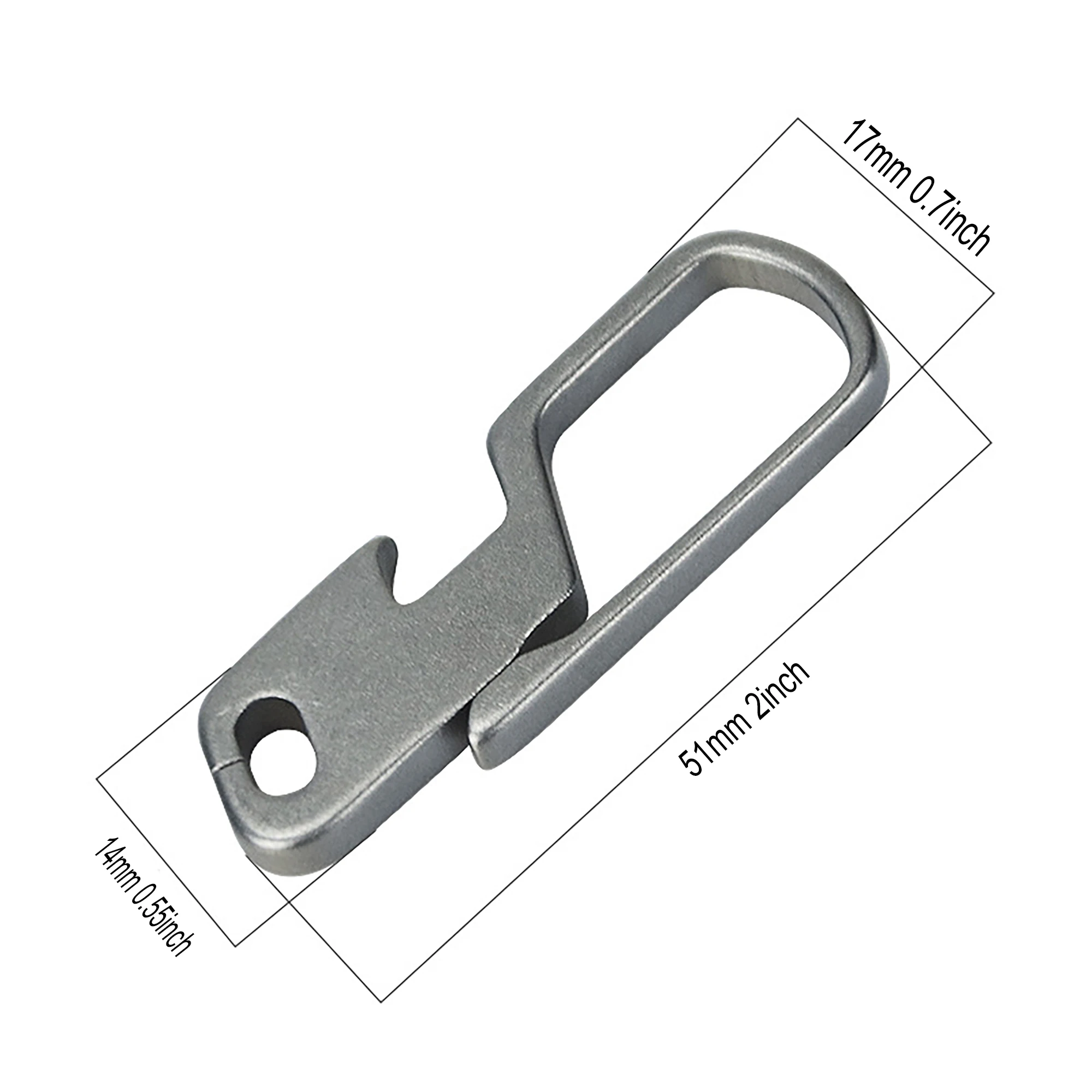 Super fine simple TC4 Ti Solid titanium Japanese fishhook U hook belt clip keychains bottle opener DIY  EDC housewarming gift