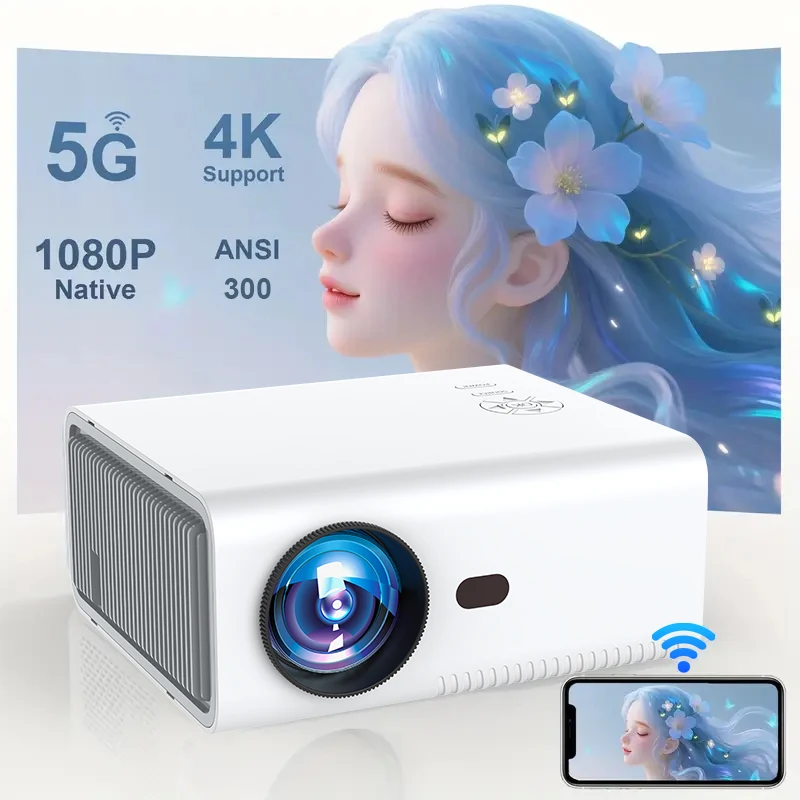 

Powerful High Definition 1080P 300ANIS Intelligent Projector Android Dual Wifi bluetooth 5.2 Electric Focus Home video Projector