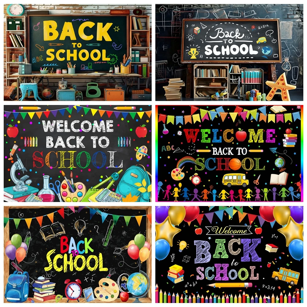 

Welcome Back to School Photography Backdrop Blackboard Classroom Kids Portrait Photocall Photographic Background Photo Studio