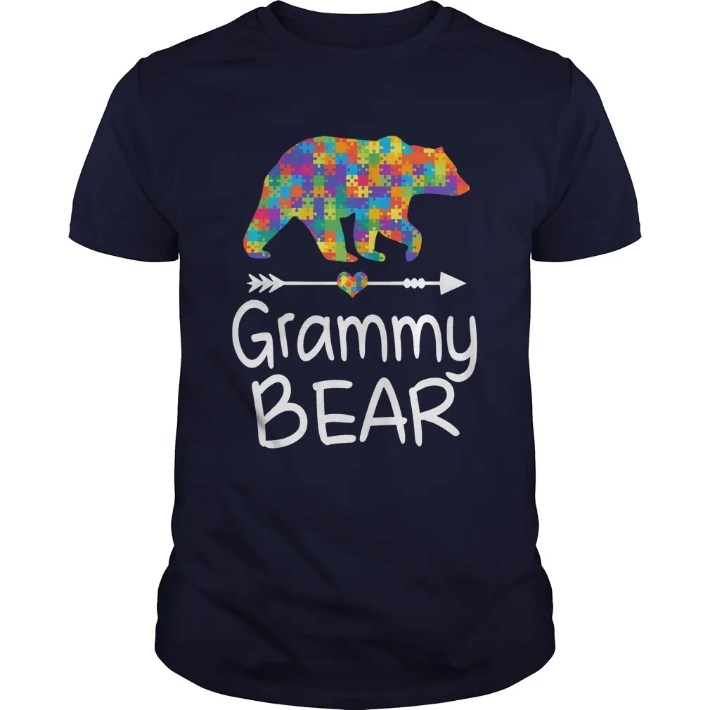 Grammy Mama Bear Autism Awareness T Shirt. New 100% Cotton Short Sleeve O-Neck T-shirt Casual Mens Top Size S-3XL