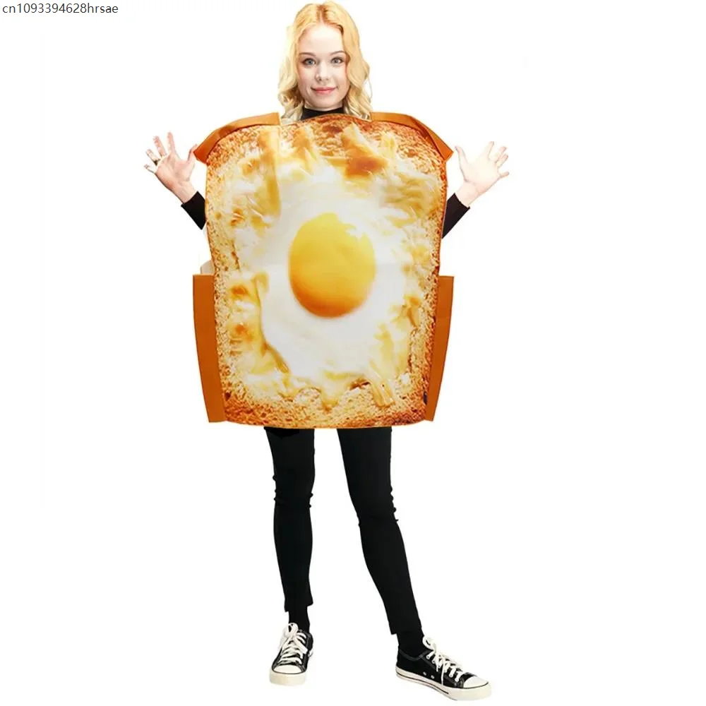 

Holiday Funny Food Toast Sponge Cosplay Costumes for Adult Women Man Christmas Party Group Performance Matching Outfits