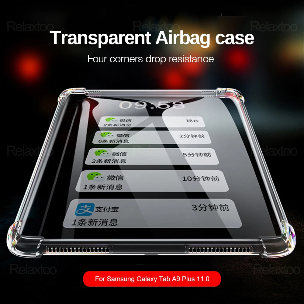 Samung TabA9 TabA9+ Case Clear Airbags Shockproof TPU Soft Cover For Samsung Galaxy Tab A9 Plus A 9 A9Plus A9+ 5G Protect Fundas