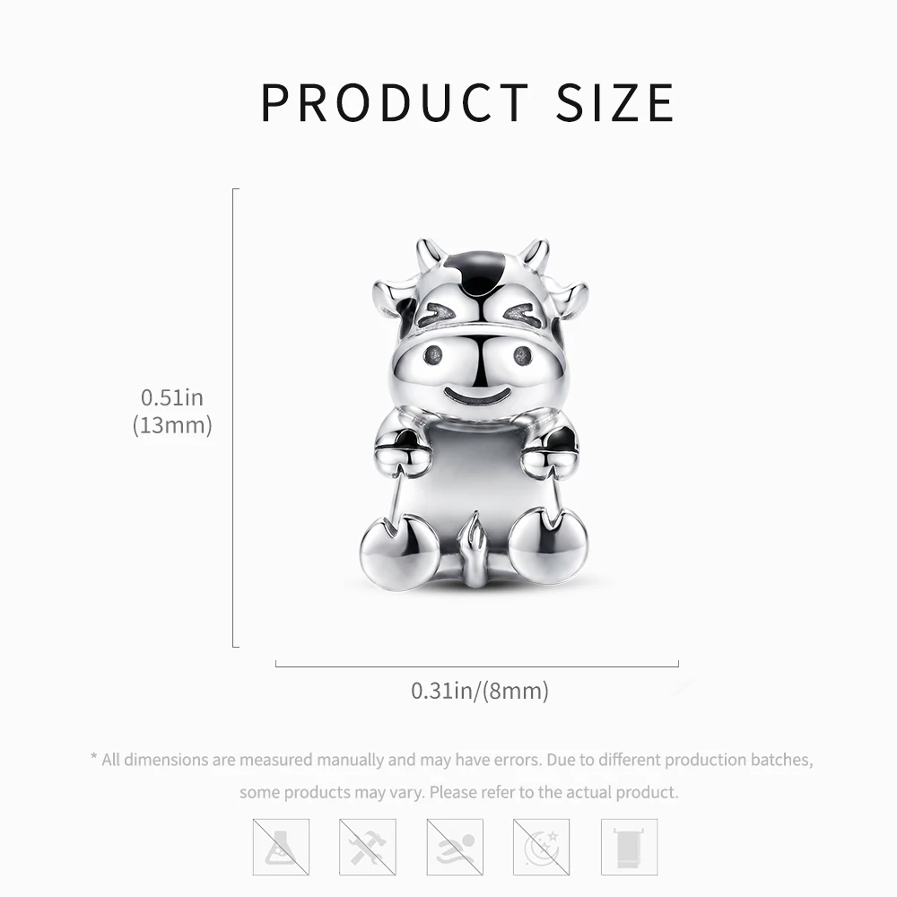 New 925 Sterling Silver Charms Cute Cow Hug Beads Jewelry Making For Original Bracelet Ladies Jewelry DIY Gifts