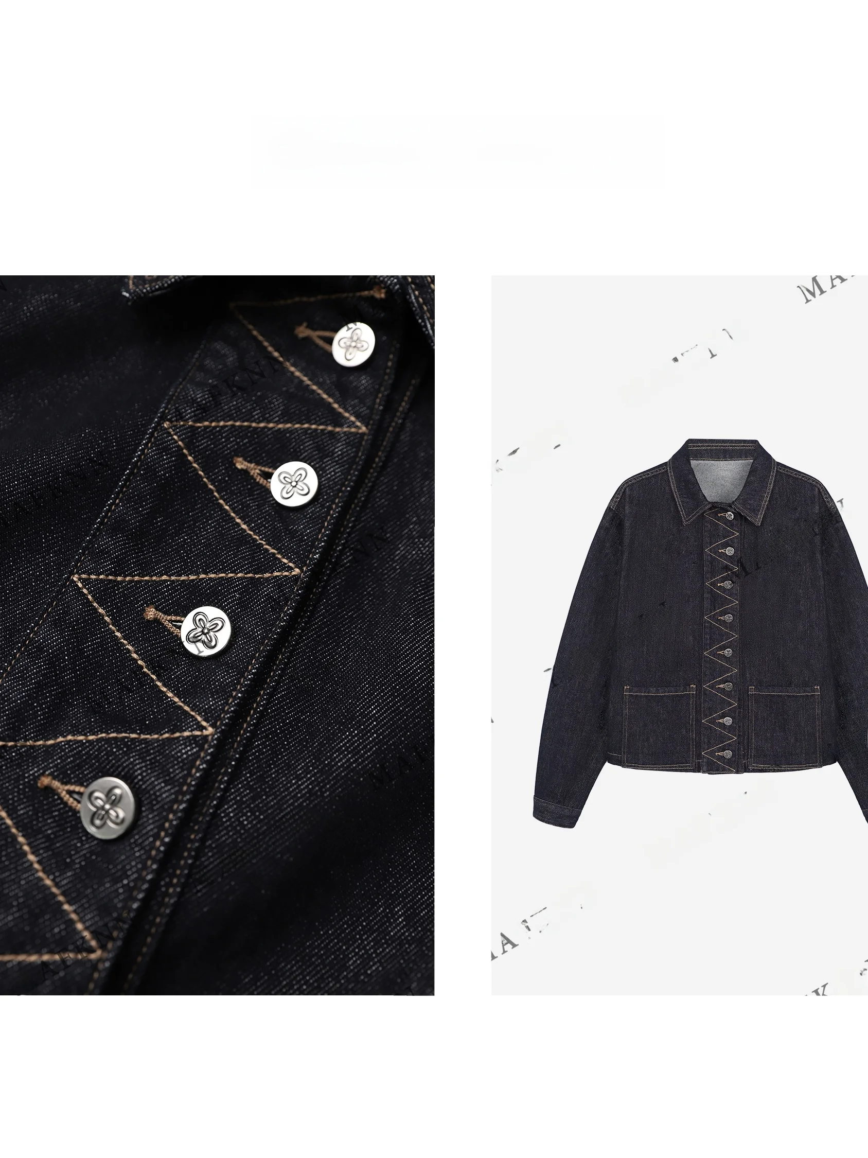 

Повседневная однотонная джинсовая куртка MK847 с декоративной строчкой, женская модная верхняя одежда из смесового хлопка и полиэстера, с длинными рукавами, средней длины