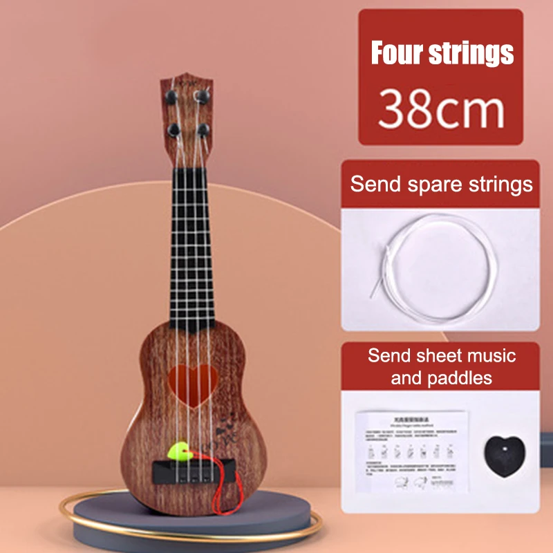 Grundschul-Musikgitarrenspielzeug für Kinder mit Paddeln, simuliertes Ukulele-4-Saiten-Instrument