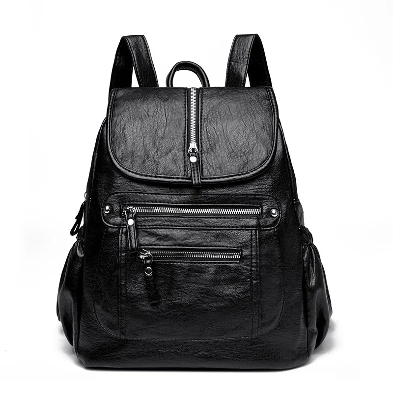 PU Leather Casual Backpacks Large Multi Pocket School Bags for Everyday Outdoor Activities Daily Commute Top Handle Bags
