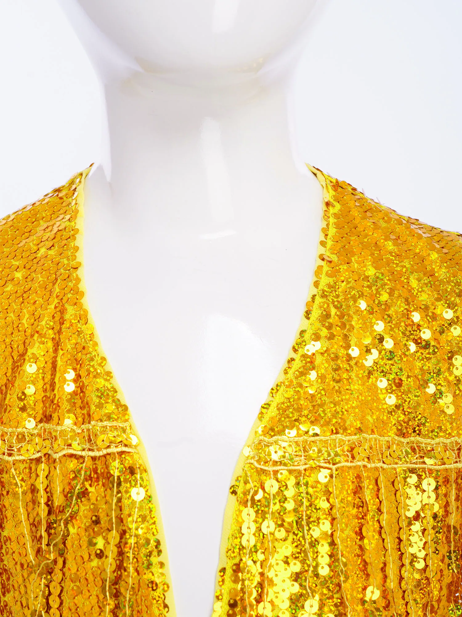 

Kids Girls Fringe Jazz Modern Dance Waistcoat Vest School Choir Performance Costume Glitter Tassel Sleeveless Sequins tops