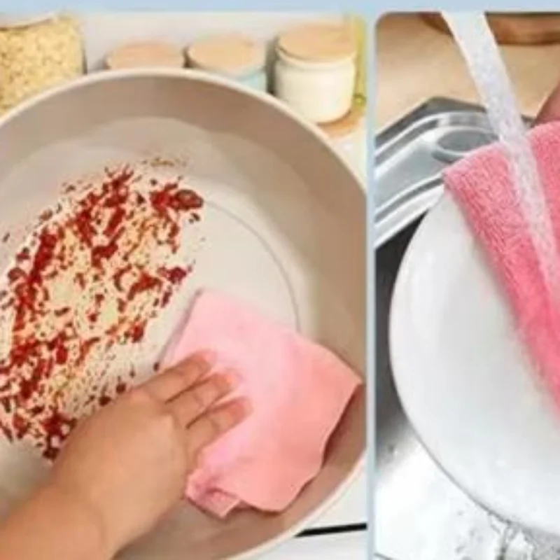 20Pcs/Roll Reusable Microfiber Tear-Off Cleaning Cloths Soft Absorbent Kitchen Towels for Dinnerware Wiping Use