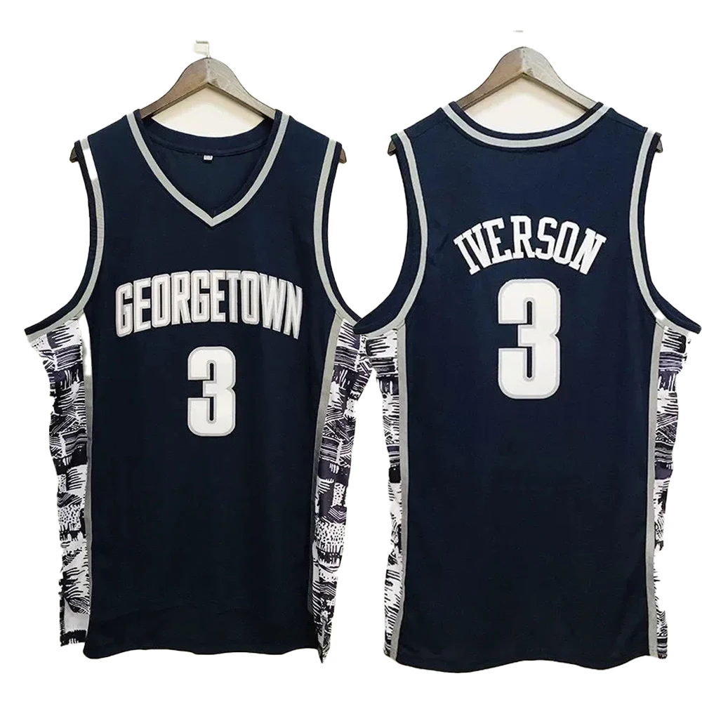 Basketball Jersey Shirt Men Sleeveless Vest 3 Iverson Georgetown Hoyas Athletic Sports Tank Tops Hip Hop Breathable Sportswear