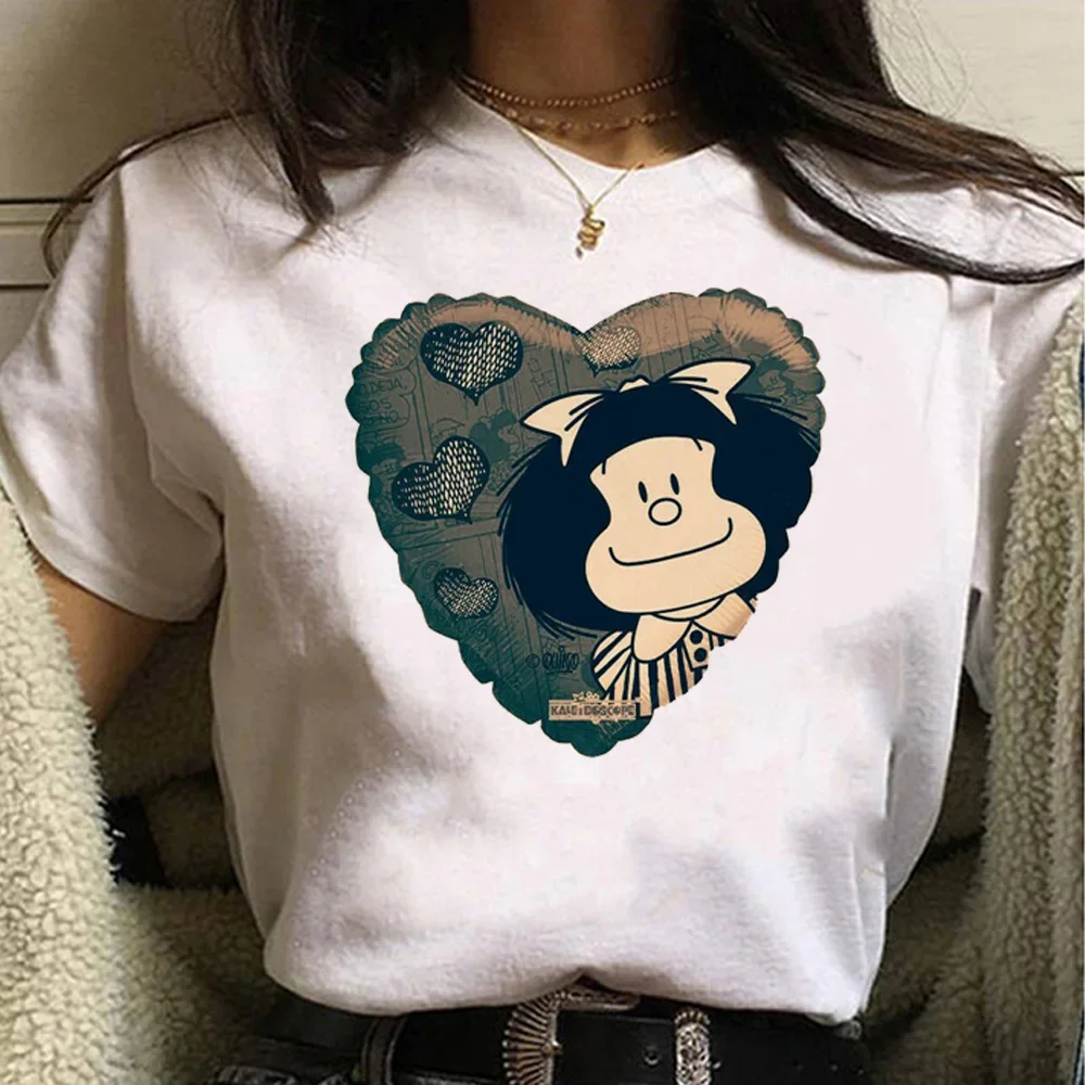 

Mafalda t-shirts women harajuku Japanese anime top female 2000s manga clothes