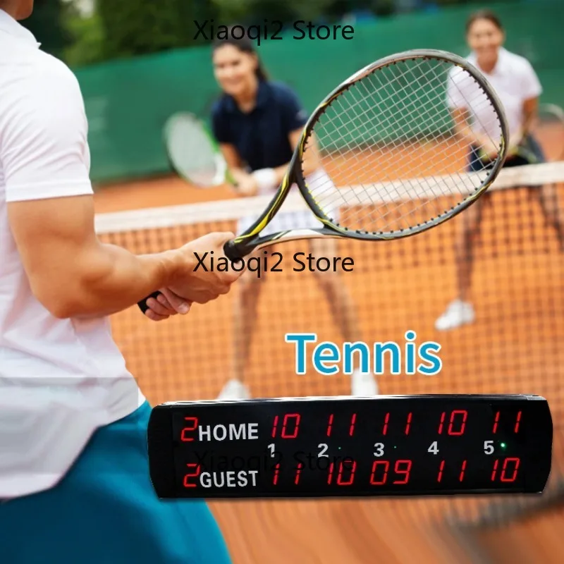 LED Tennis Digital Scoreboard for Sports Matches, 22-Digit Electronic Scoreboard, Home and Away Team Score Display