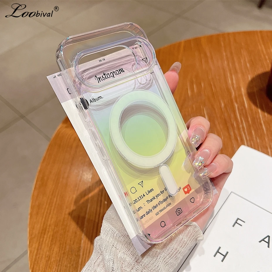 Aurora Farbverlauf Transparente Hülle für Google Pixel 10 Pro 10Pro Magnetische Kabellose Aufladung Farbenfrohe Acryl-Laser-Abdeckung