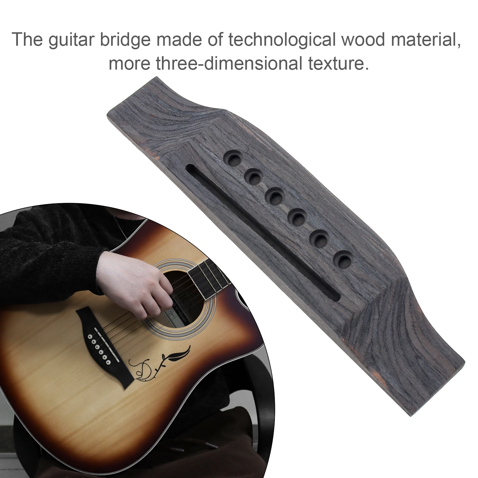 1 Set Holz Akustische Gitarre Brücke Brücke Pins/Sattel/Sattel Sattel Gitarre Teile für 40 41 Zoll Akustische Folk gitarre – Detail 4