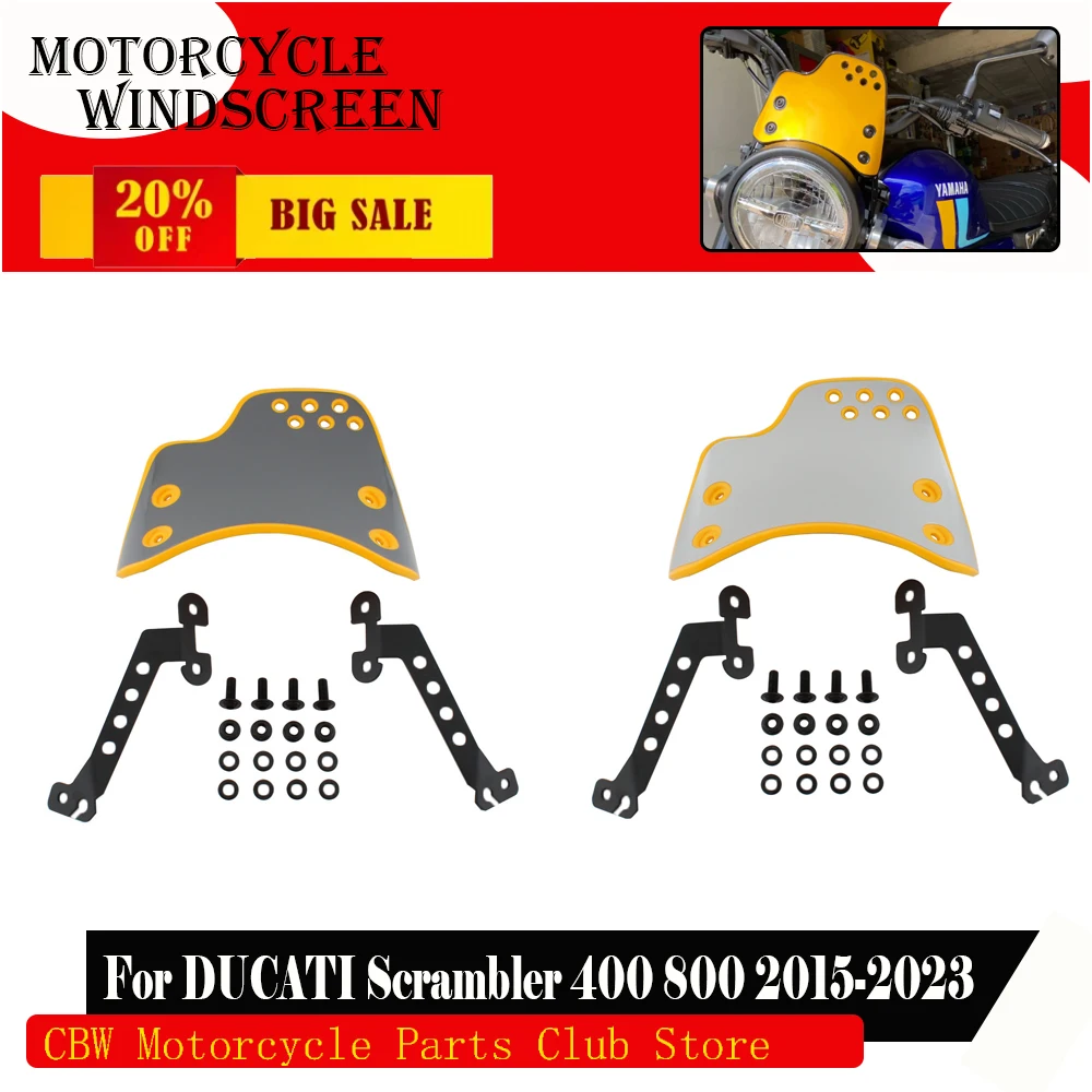 

For DUCATI Scrambler 400 800 2015-2025 Motorcycle accessories Windshield Windscreen Fly Screen Wind Deflector