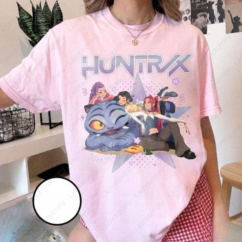 

Kpop Huntrix Demon Hunters Clothing Mira Rumi Zoey Derpy Tiger Tees Gifts for Fans Men Women Cotton All Match Camisetas Tshirt