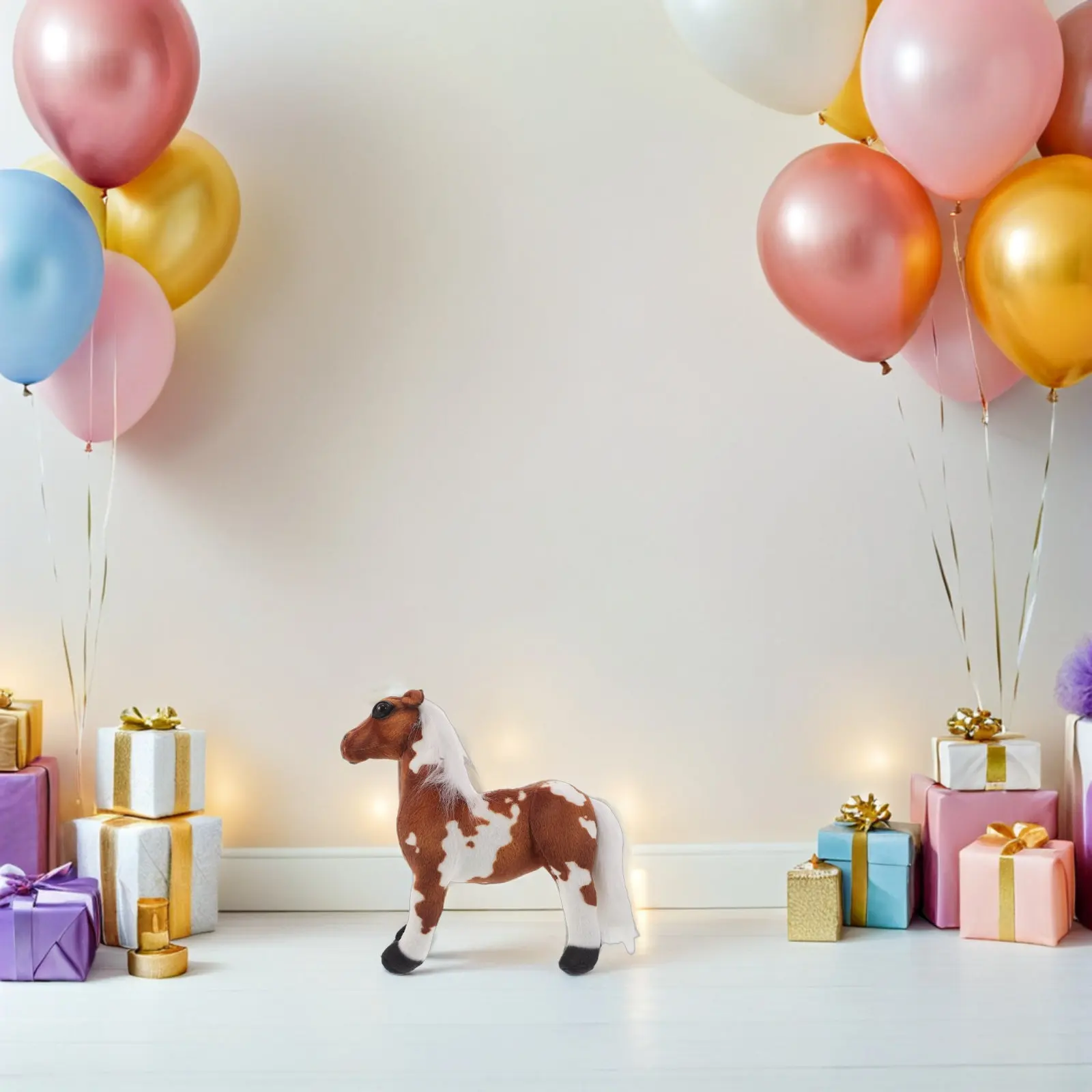 

Realistic Zodiac Horse Stuffed Animal 26x26cm 2026 Chinese Lunar Year Mascot for Kids Home Decor