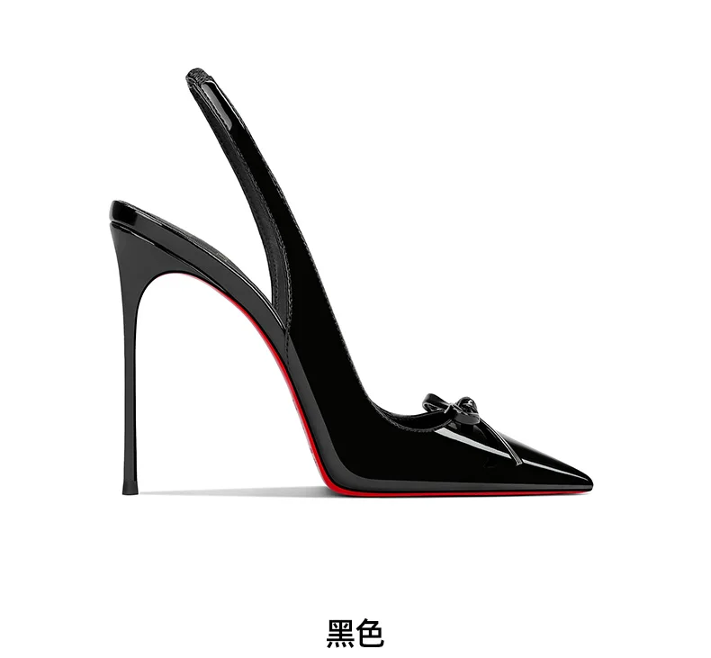 Burgundy Patent Leather 2025 Spring New Pointed Stiletto High Heels Women