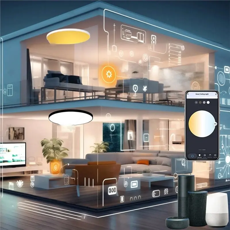 L68A Zigbee 3.0 Smart Ceiling Light 24W Led Ceiling Lamp RGBCW Led Works With Alexa Google Home APP Dimmable Voice Control Black