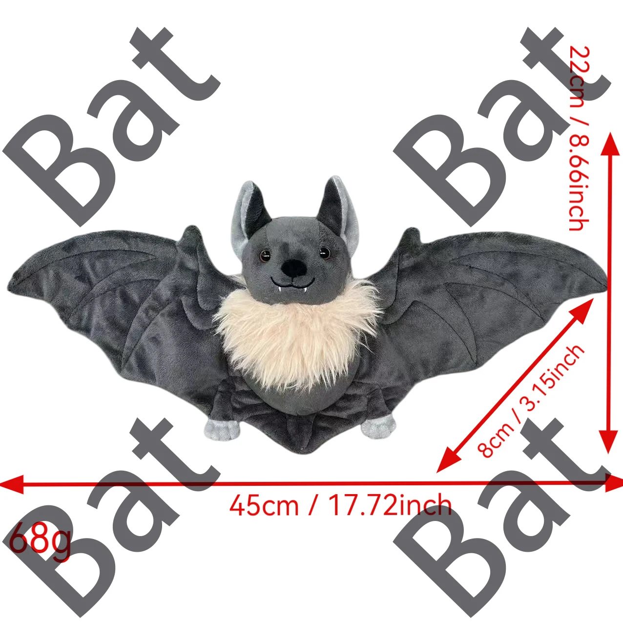 

In Stock Lovely Grey Bat Plush Toys Cute Soft Stuffed Home Room Decor Dolls For Kid Birthday Christmas Gift