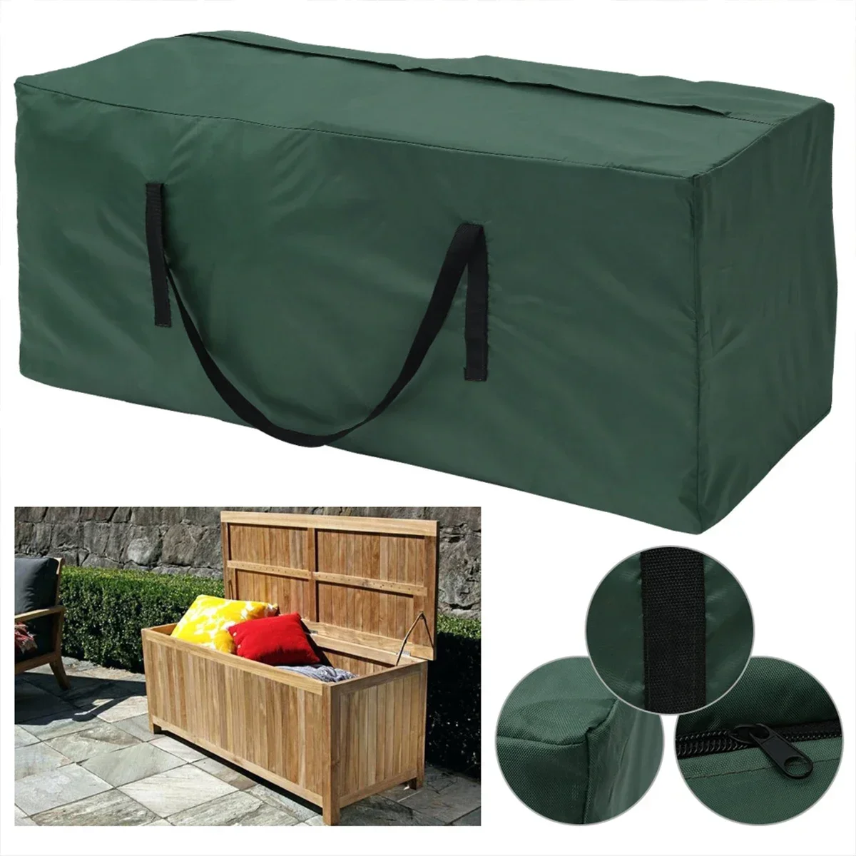 

Garden Furniture Cushion Storage Bag Waterproof 210D Oxford Cloth Heavy Duty Rip Resistant Outdoor Storage Bag Dust Cover