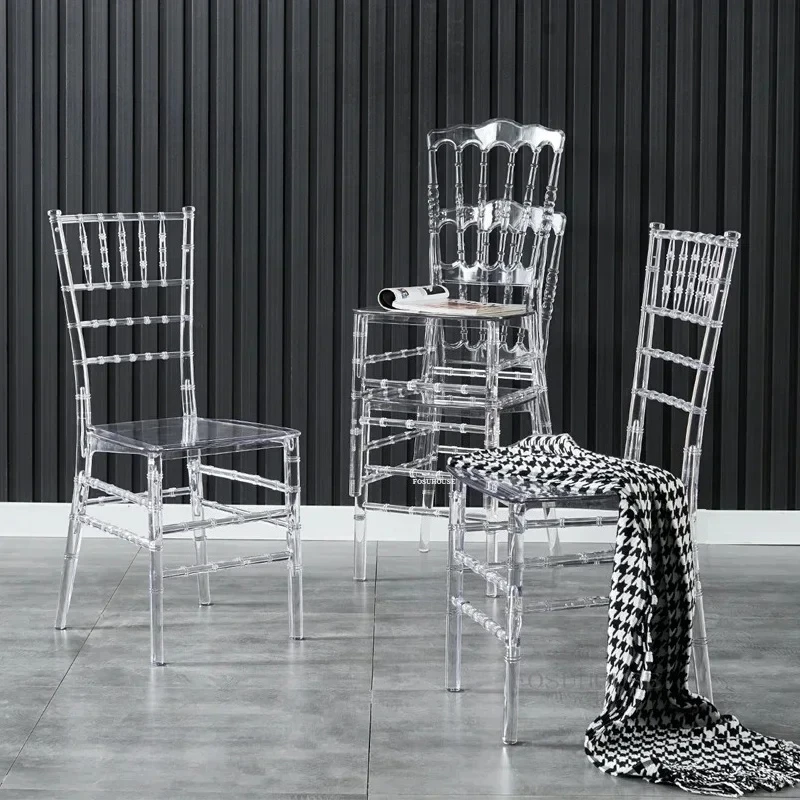 & Crystal Hotel Dining Chair Outdoor Wedding Chair Banquet Transparent Leisure Back Hotel Chairs for Events Commercial Furniture