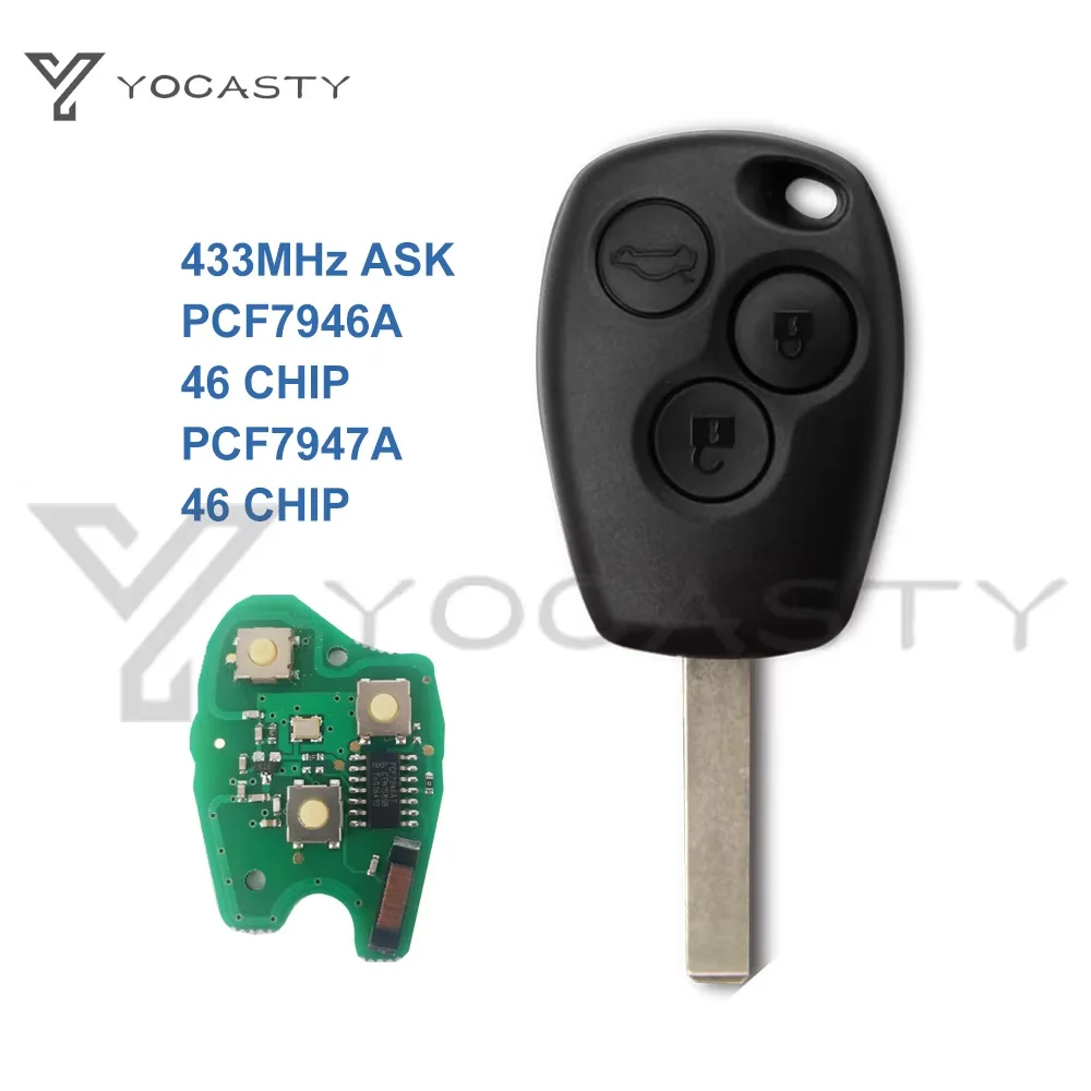 

YOCASTY VA2 Remote Car Key Fob Replacement For Renault Wind Clio Modus Kangoo Master Twingo 2004 - 2016 433Mhz PCF7946A PCF7947A
