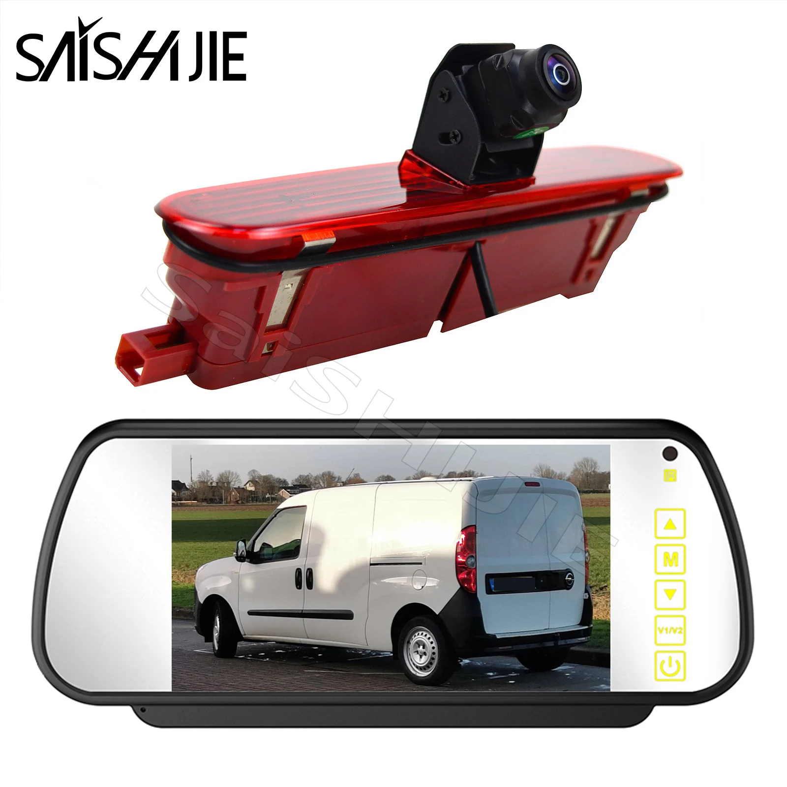 

3rd High Brake Light Rear View Camera with 7" Mirror Monitor for Fiat Doblo 2010 Opel Combo 2011-2018 Parking Backup Camera