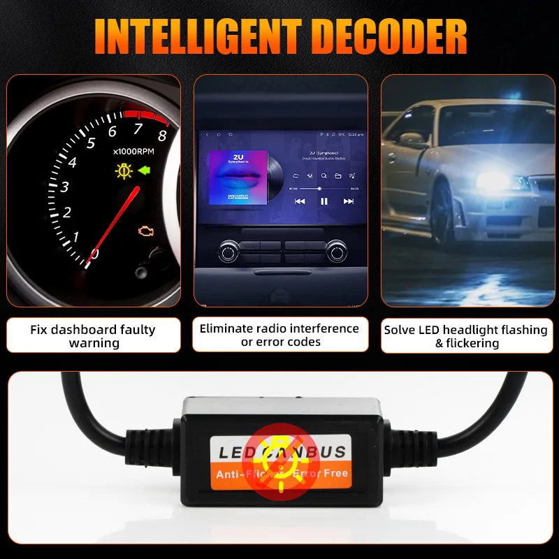 H1 H3 H4 H7 H11 H8 H9 9005 9006 9012 LED Canbus Decoder Error Free Resistor Warning Canceller Harness For LED Bulbs Fog Lights