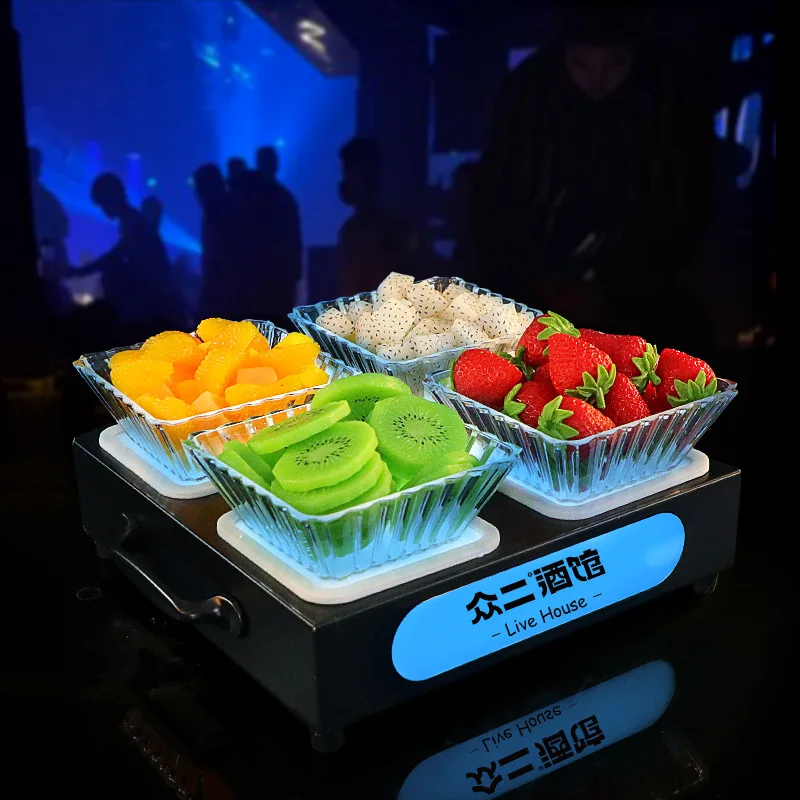 

Bar luminous fruit plate KTV multi-layer grid fruit snack stainless steel metal luxury fruit rack