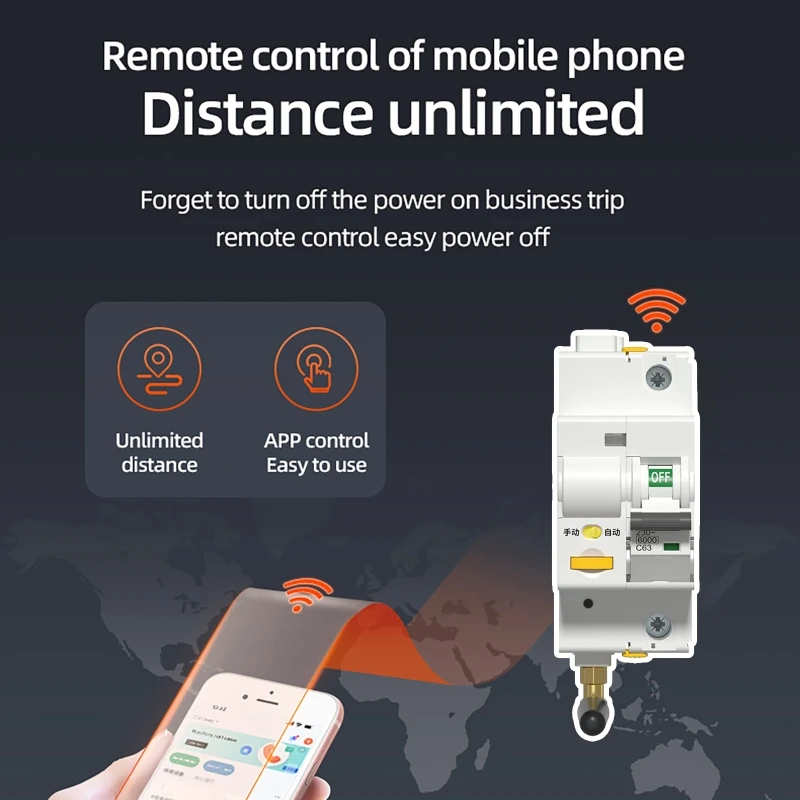 WiFi Smart  With Auto Reclosing Function 230V 30mA Remote Control A Type 1P Reset Circuit Breaker Tuya APP Remote Control