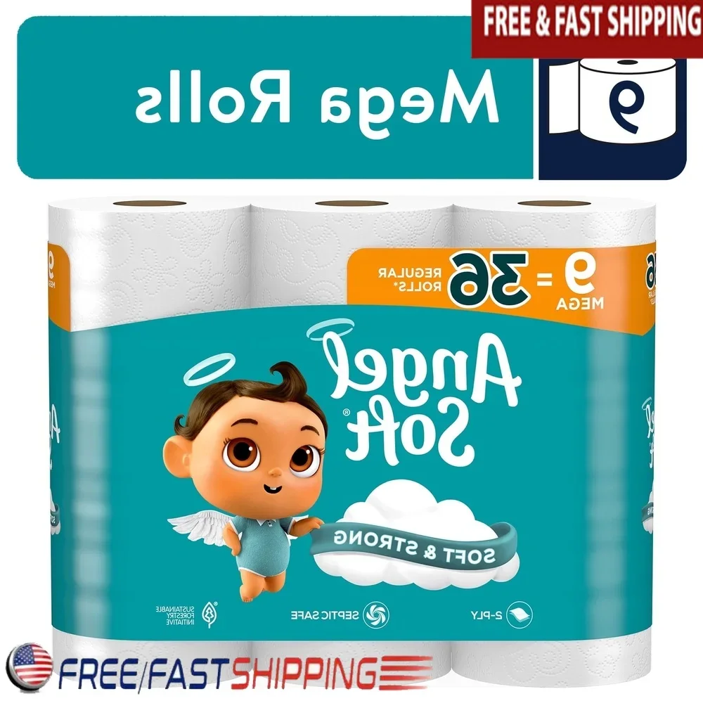 Household Embossed 2-Ply Toilet Paper 9 Mega Rolls 320 Sheets per Roll Soft Strong Septic Safe Perforated Long Lasting
