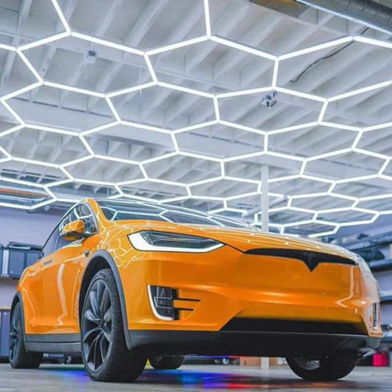 Honeycomb Hexagonal LED Garage Lights, High Brightly, Auto Repair, Workshop, Supermarket Ceiling Lights, 100-240V, 6500K