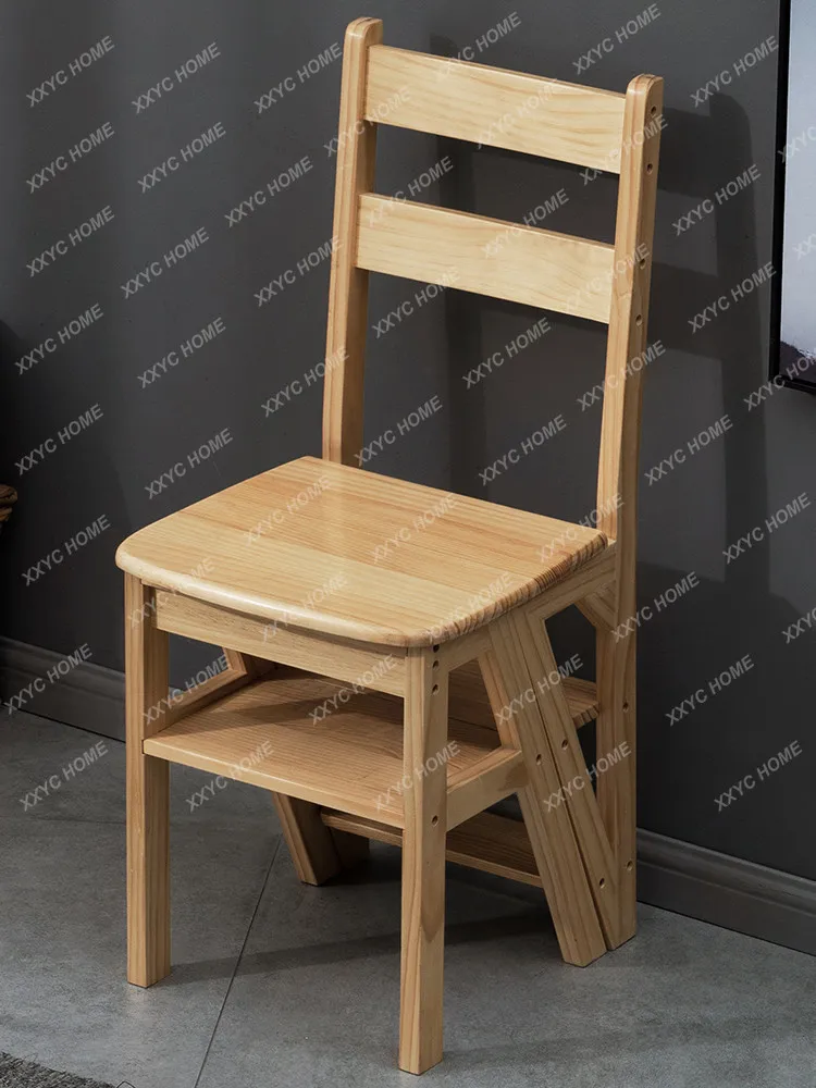 Solid wood ladder chair Household ladder chair Folding dual-purpose ladder stool Indoor climbing tread stairs Multifunctional