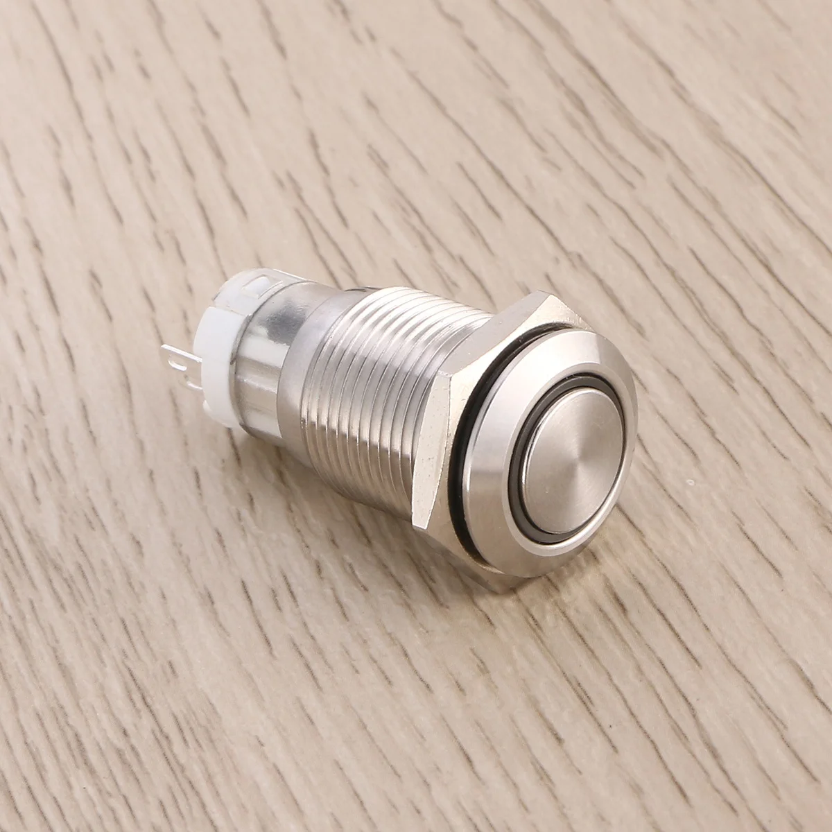 

16Mm Dc12V White Ring Led Metal Push Button Switch Waterproof Ip65 Self-Locking For Car Relay Horn Starter Circuit Control