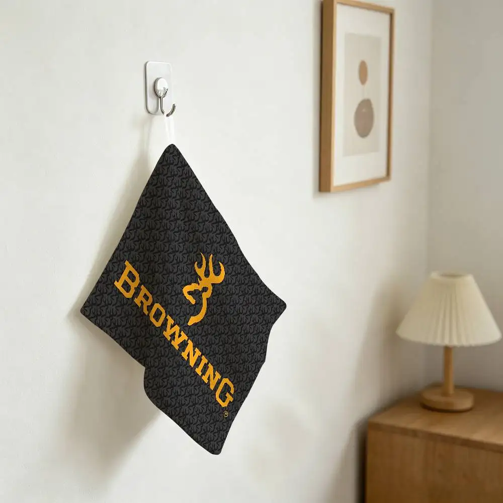 B-Browning Logo Hanging Polyester Cotton Towel, Reusable Hand Wiping Cloth, Wear Resistant For Home Kitchen Sink