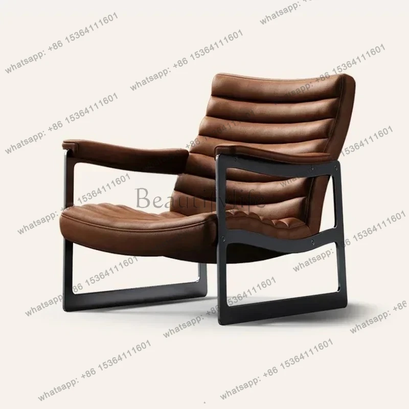 Single sofa chair Modern style living room single chair Designer full leather leisure chair