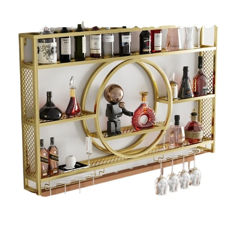 

Light luxury wrought iron wine rack wall-mounted upper wall