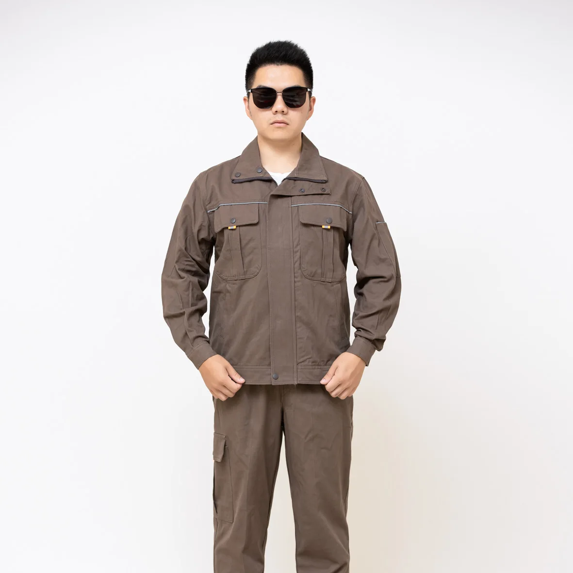 Set da Lavoro in Puro Cotone con Colletto Rialzato, Resistente all'Usura e allo Sporco, Traspirante, per Saldatura e Riparazioni