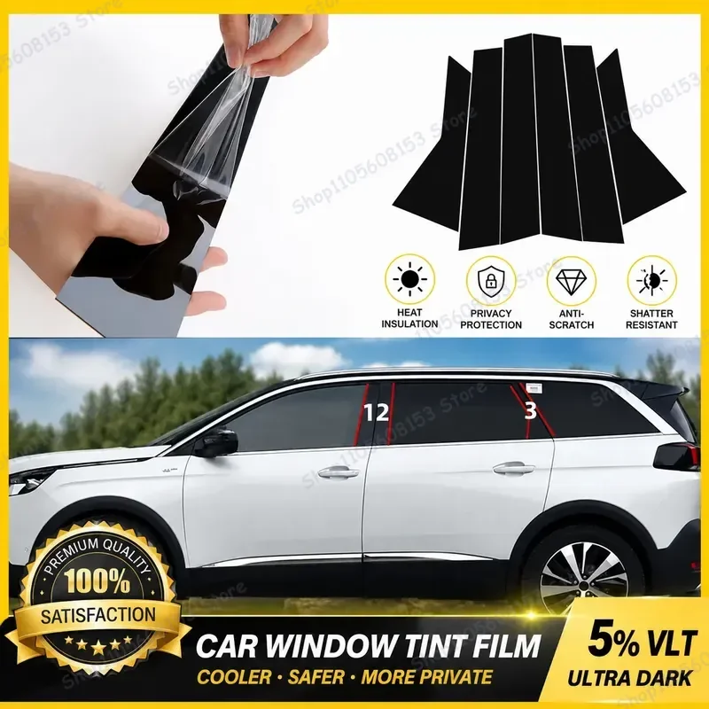 For Peugeot 2008 3008 4008 5008 2014-2023 Window Decoration Bright Black Middle Pillar Sticker Car Styling Trim