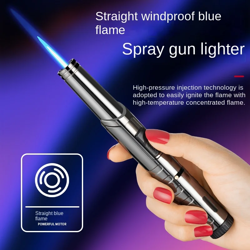 Longue Bande Spray Gun Turbo Blue Flame Gas Lighter Kitchen Cooking Smoking Accessories Windproof BBQ Jewelry Welding Lighters