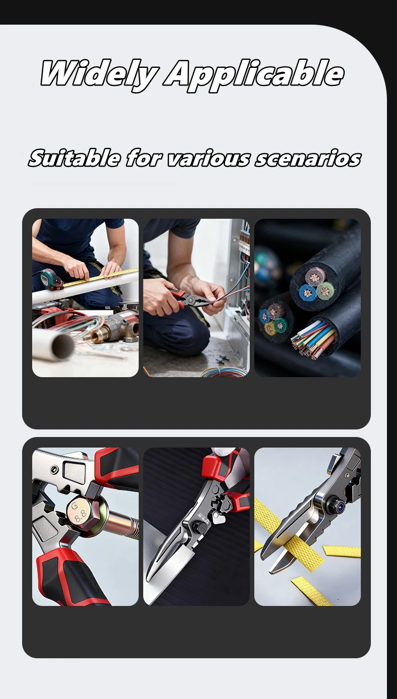 Multifunktionale Elektrikerschere, Crimp-Drahtschneidewerkzeug mit Schraubenschlüssel, Luftfahrtschere zum Schneiden von Blechen und Kabeln – Detail 3