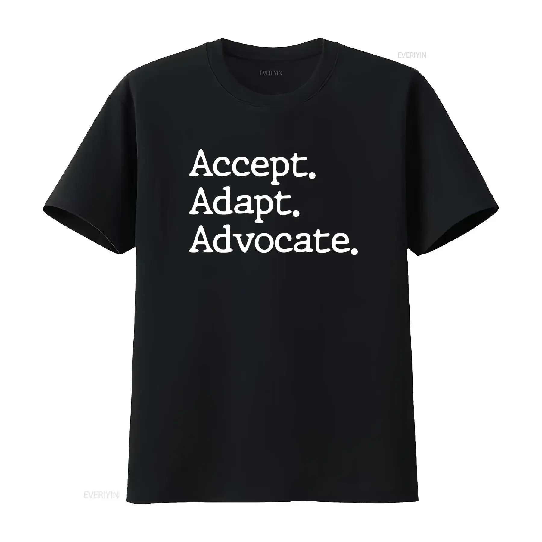 Minimalist Inspirational Accept Adapt Advocate Slogan Print Casual T Shirt vintage Washed Stylish Stretched streetwear