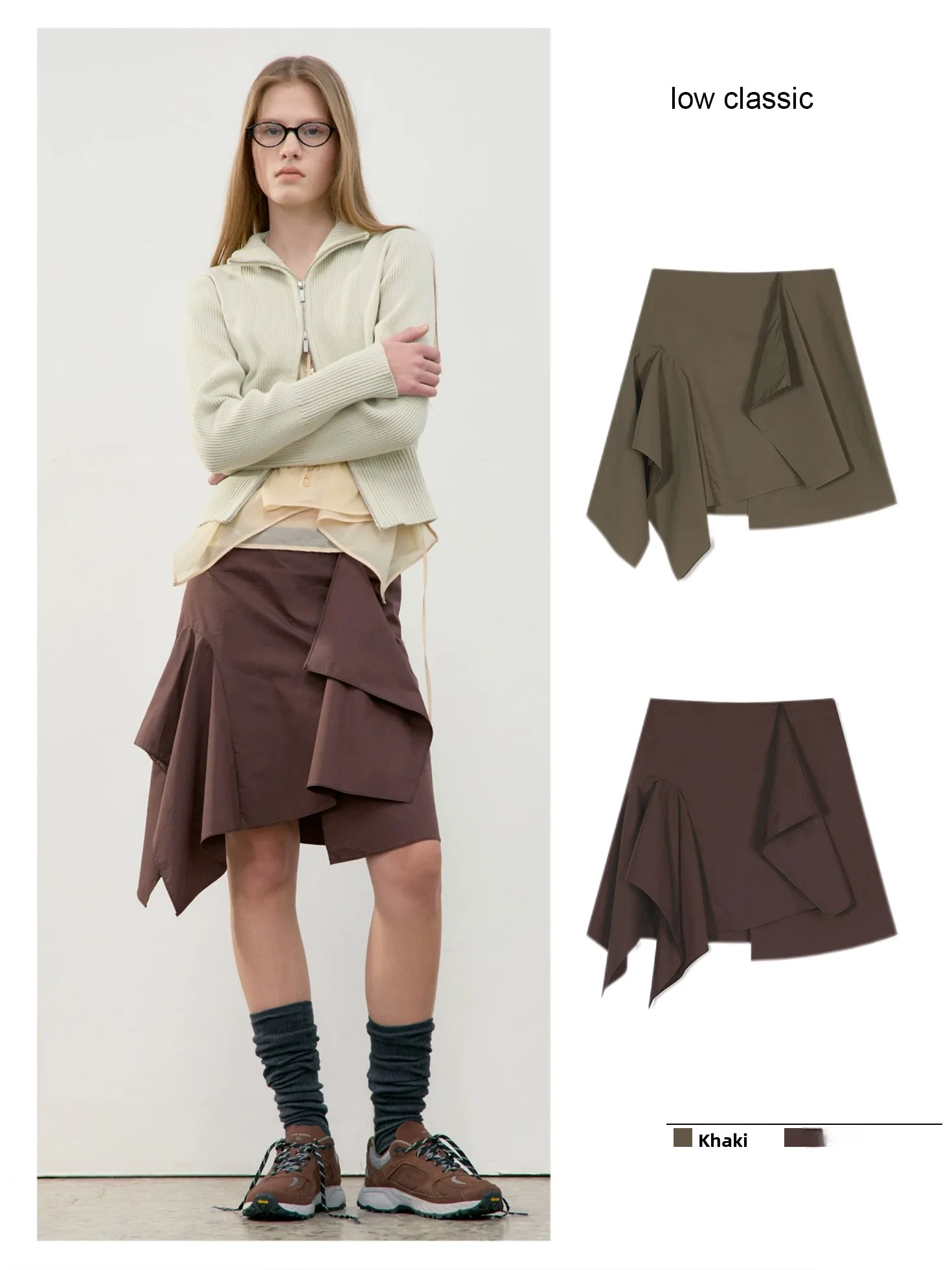 

Повседневная женская юбка А-силуэта с высокой талией, новый стильный дизайн, плиссированная, с асимметричным подолом, из дышащей хлопковой смеси