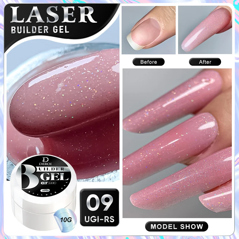 DEROI 10ml Laser Glitter Extension Construction Hard Gel Varnish Wzmacniacz do budowy UV Poly Nail Gel Polish Manicure